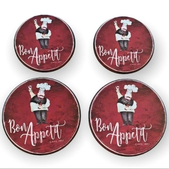 Range Kleen Stovetop Covers Set of 4 Metal Round Covers Bon Appetite Cafe 1892 - Picture 1 of 9